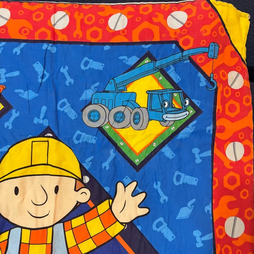Bob the‎ Builder Vintage Baby Toddler Blanket Comforter Throw Construction 41x33
